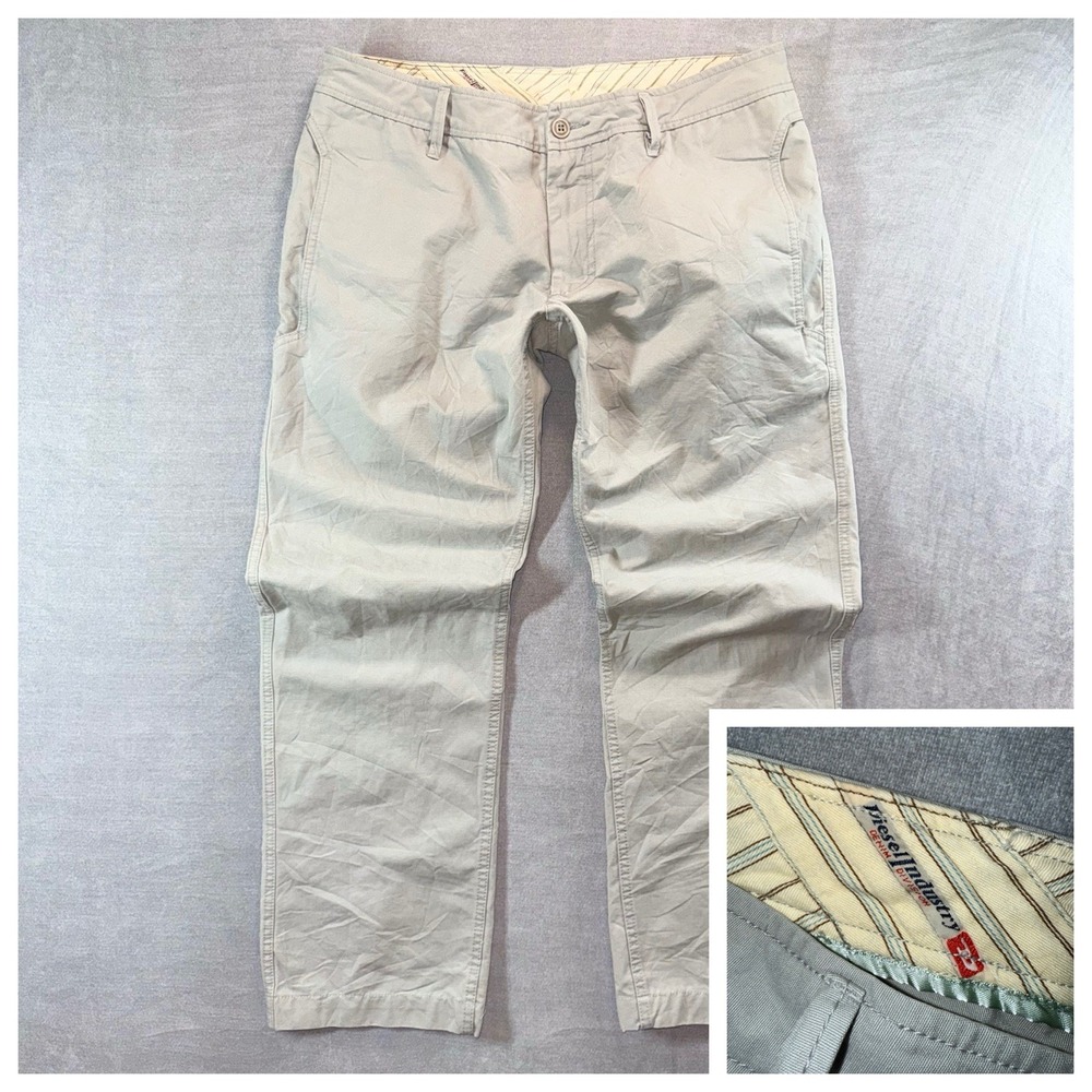 DIESEL Khaki‎ Combat Canvas Trousers Men 36x30 Beige Workwear Tactical Straight